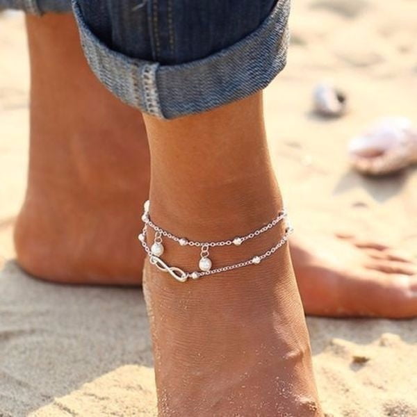 Womens Ankle Bracelet Silver Gold Plated Sterling Anklet Foot Chain Beach Beads 